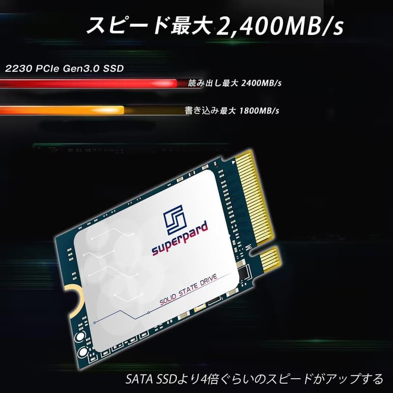 内蔵型SSD 512GB M.2 2230 NVME PCIe Gen 3.0x4 - Steam DeckやSurface Proに対応