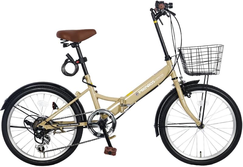 通勤・通学向け 20インチ折りたたみ自転車 シマノ6段ギア・カゴ・ライト付き【1年保証】