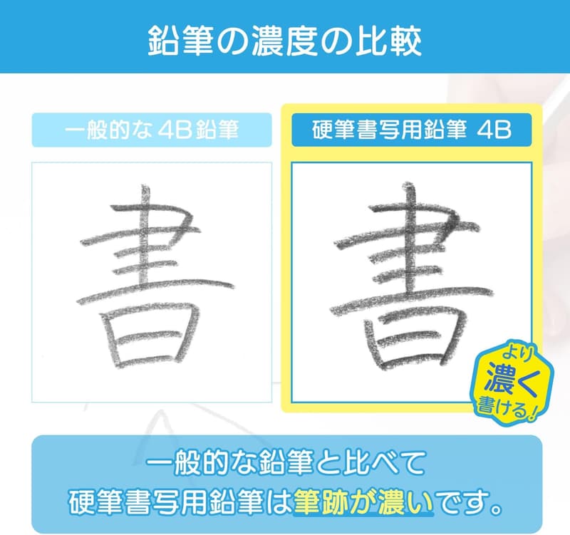 硬筆書写用かきかた鉛筆 12本セット - シンプルデザイン・銀軸・六角形