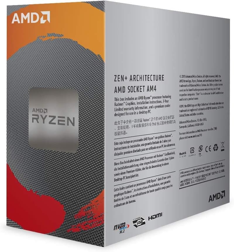 AMD Ryzen 3 3200G 3.6GHz 4コア CPU (Wraith Stealthクーラー付) 三年保証