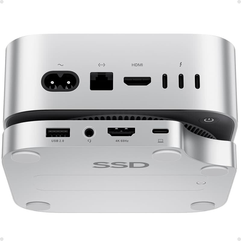Mac Mini M4/M4 Pro 2024用 9in1 USB-Cドッキングステーション（4TB拡張、SSDスロット付）