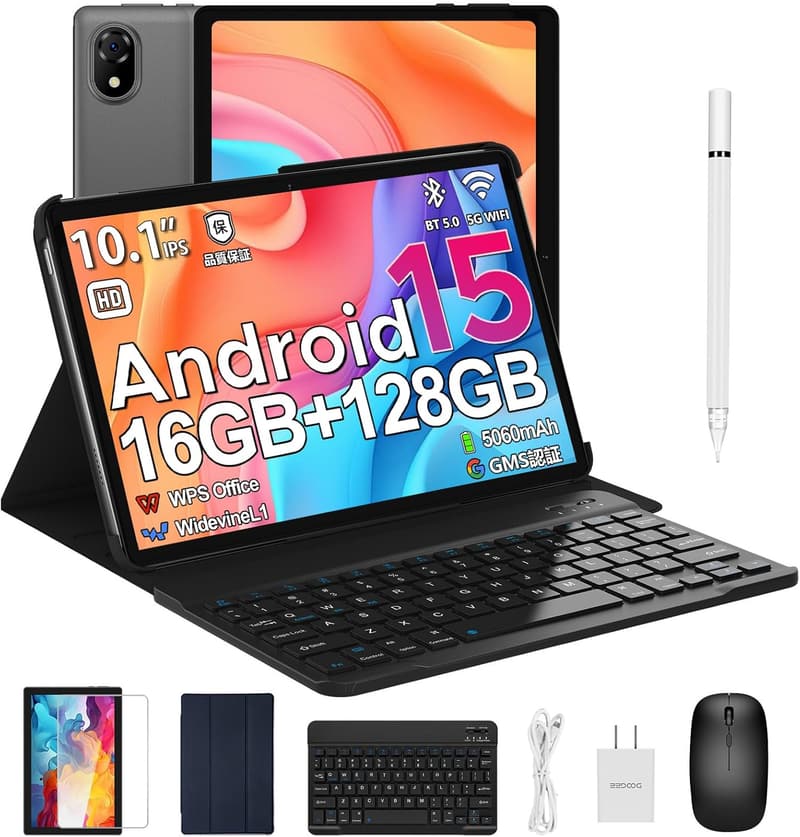 【DOOGEE U10 10インチ Android 15 タブレットセット：16GB+128GB、5G WiFi、5060mAhバッテリー】