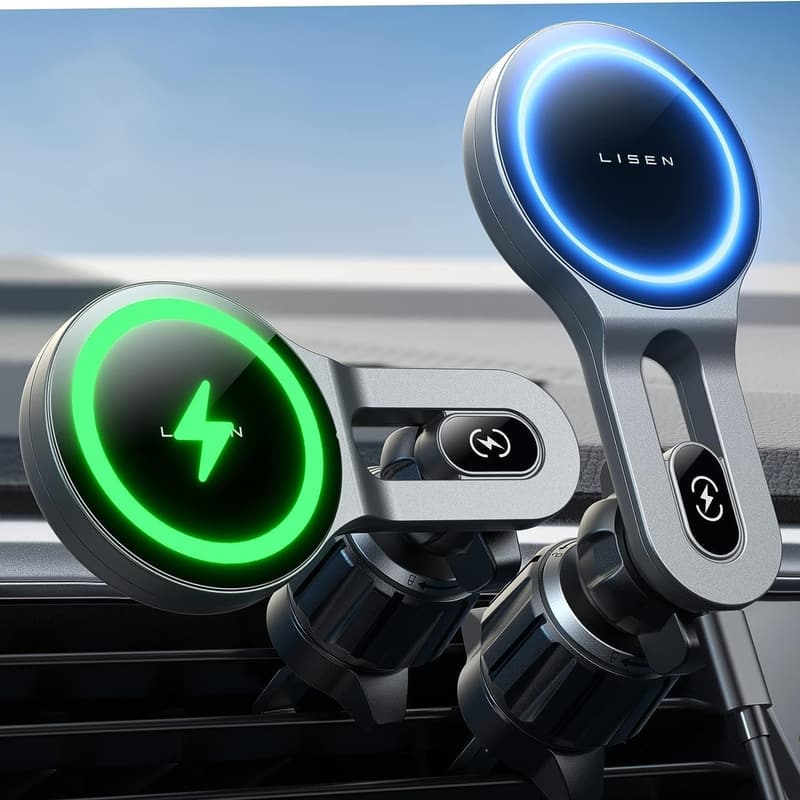 車載マグネットホルダー ワイヤレス充電器 15W 【iPhone対応】 史上最強磁力 【吹出口を塞がない】