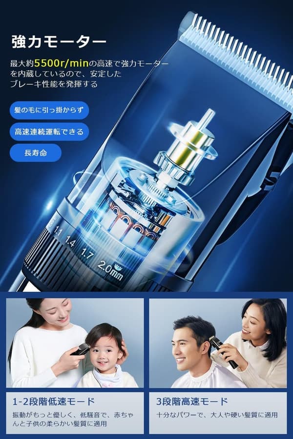 2024年新登場 メンズ電動バリカン ヘアカッター IPX7防水 低騒音 充電/交流式 0.8-26mm対応 LCDディスプレイ