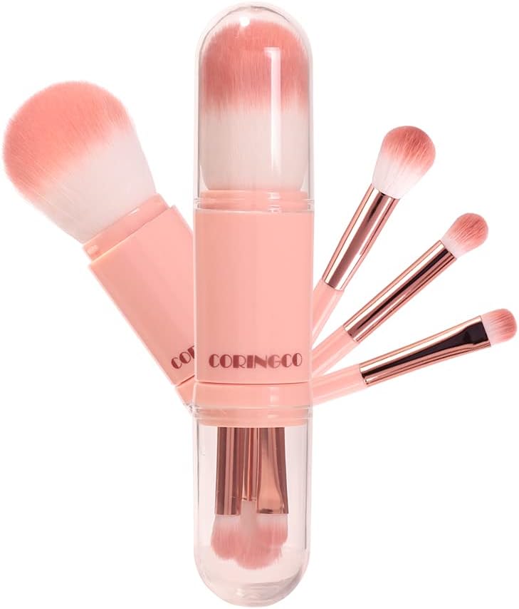 携帯用カプセルメイクブラシセット4本&LEDスマートミラー5本セット