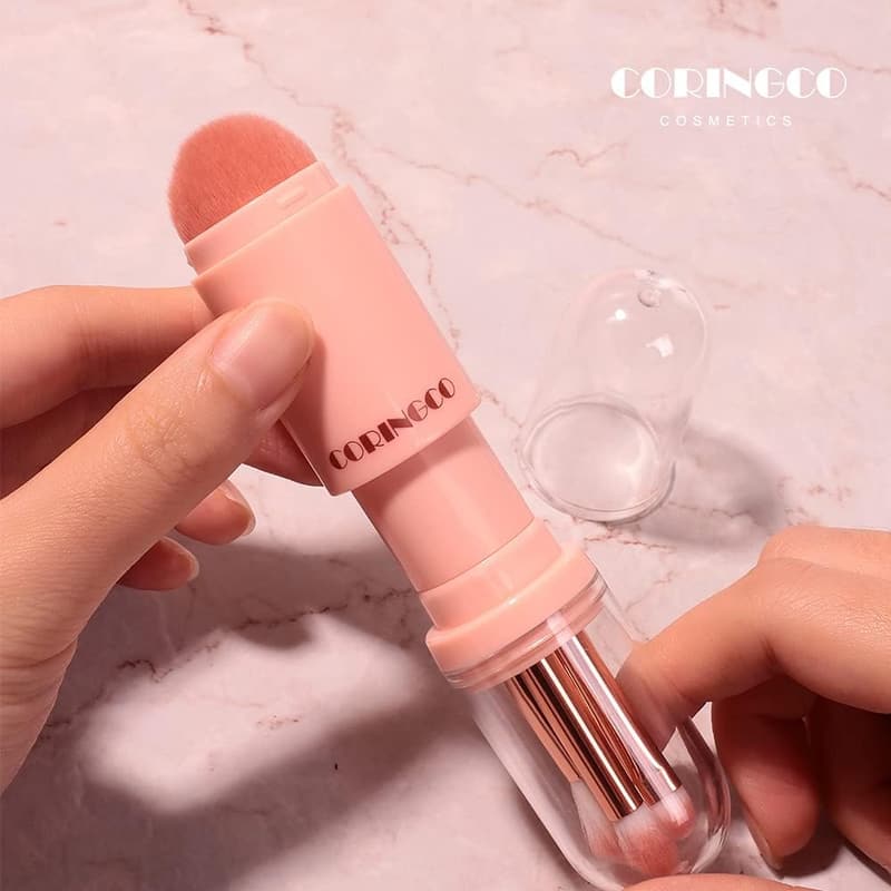 携帯用カプセルメイクブラシセット4本&LEDスマートミラー5本セット