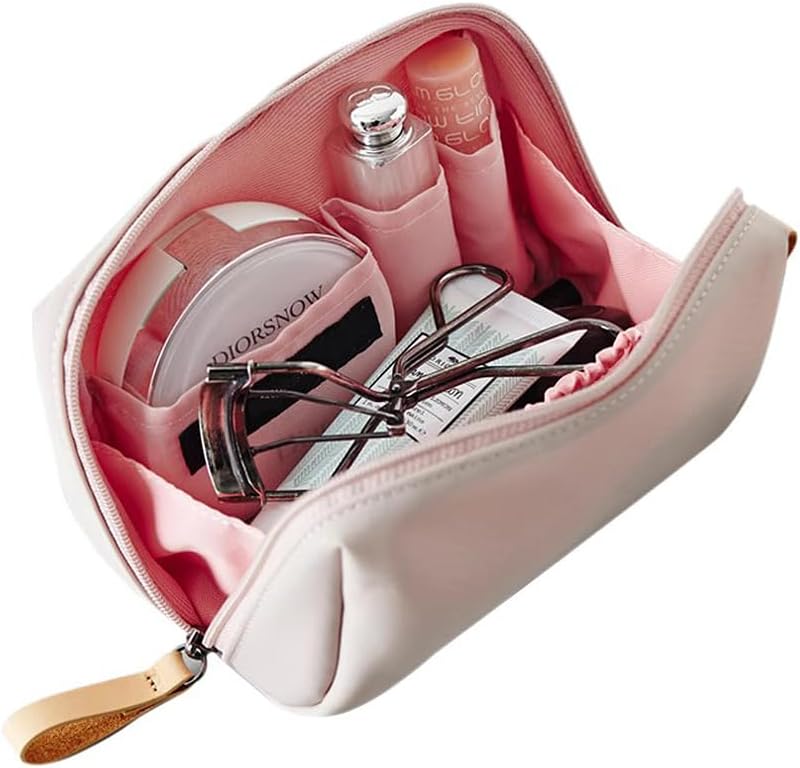 旅行用 レディース メイクポーチ 軽量 コンパクト 収納バッグ (ピンク)