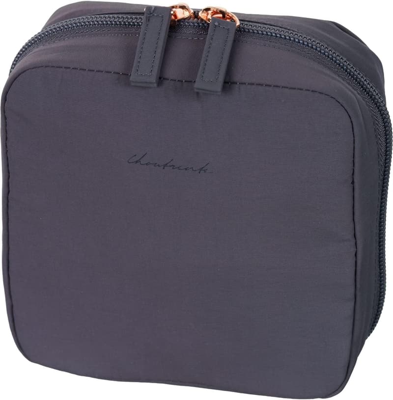 レディース化粧ポーチ 立てて収納できるチャコール色