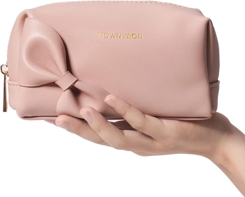 持ち運び簡単な可愛いピンクメイクポーチ - 防撥水仕切り付き、韓国風ギフト