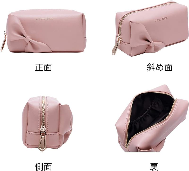 持ち運び簡単な可愛いピンクメイクポーチ - 防撥水仕切り付き、韓国風ギフト