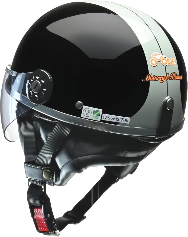 バイク用ハーフヘルメット O-ONE ブラック/シルバー フリーサイズ(57-60cm)