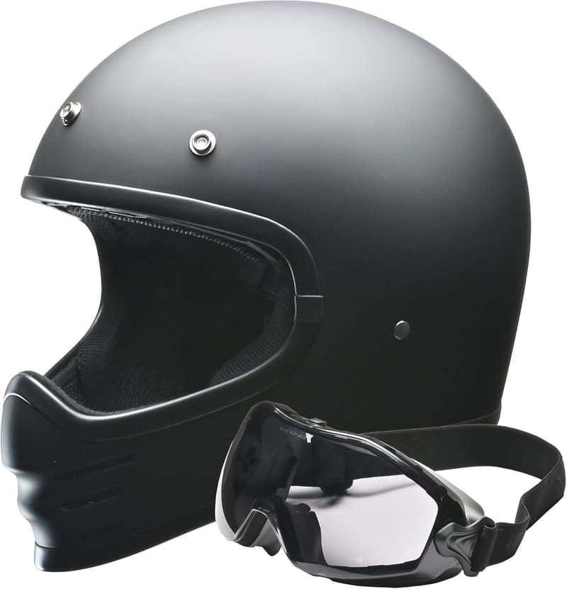 バイク用フルフェイスヘルメット マットブラック フリーサイズ (57-60cm)