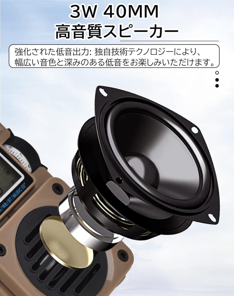 アウトドア用充電式Bluetoothスピーカー・小型ラジオHRD701 (FM/AM/短波/ワイドFM対応)