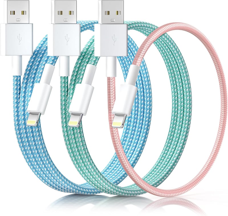 iPhone急速充電・データ転送ライトニングケーブル3本セット（0.2m/1m/2m）MFi認証・超高耐久・断線防止・ピンク・グリーン・ブルー対応