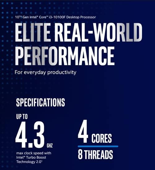 Intel Core i3-10100F CPU（3.6GHz、6MB、LGA1200、4コア/8スレッド）