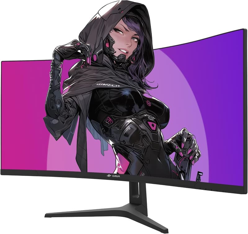 CRUA 34インチ UWQHD湾曲ゲーミングモニター 144Hz 非光沢 1500R