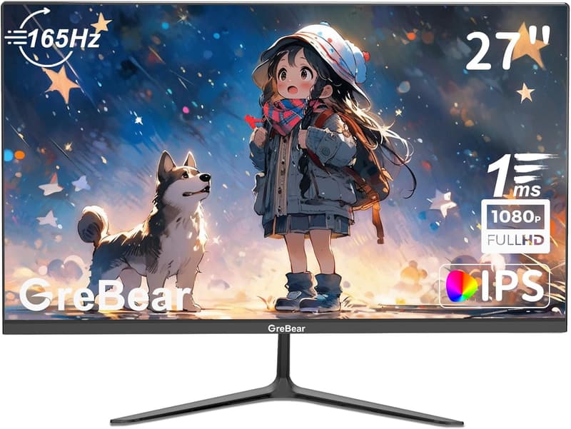 165Hz対応 27インチ FHDゲーミングモニター、1ms応答、ブルーライト軽減、HDR、VESA対応
