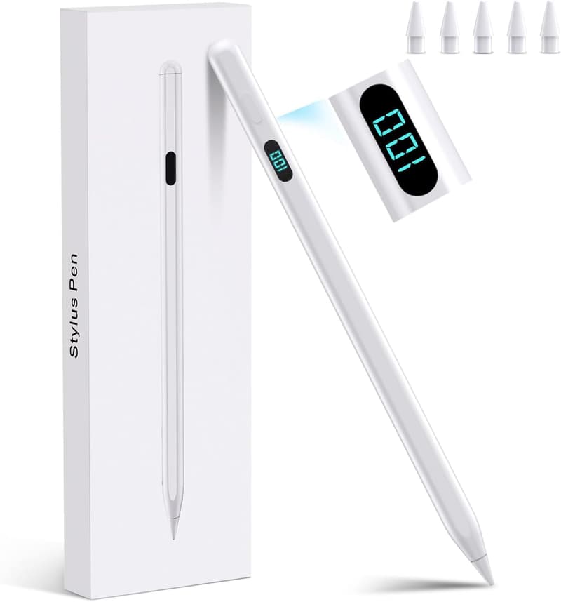 iPad専用 磁気吸着 USB-C急速充電スタイラスペン 高精度傾き検知【ホワイト】