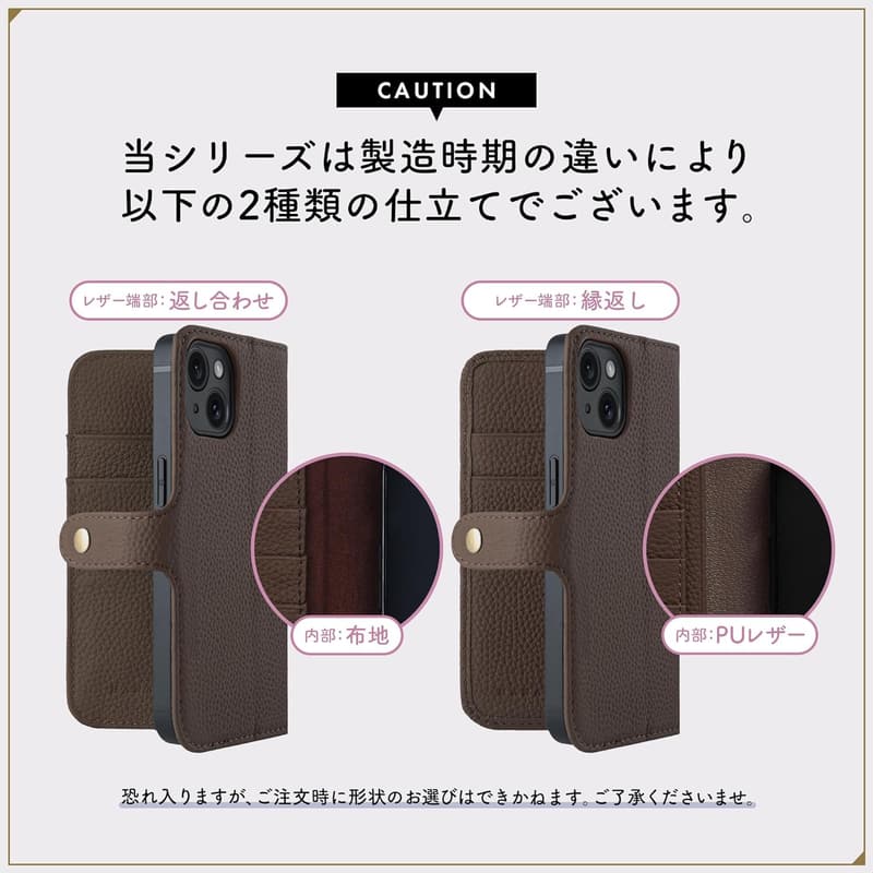本革手帳型iPhone14ケース（シュリンクカーフレザー）ブルーグレー - 誕生日ギフトに最適なスタンド&ストラップ付き