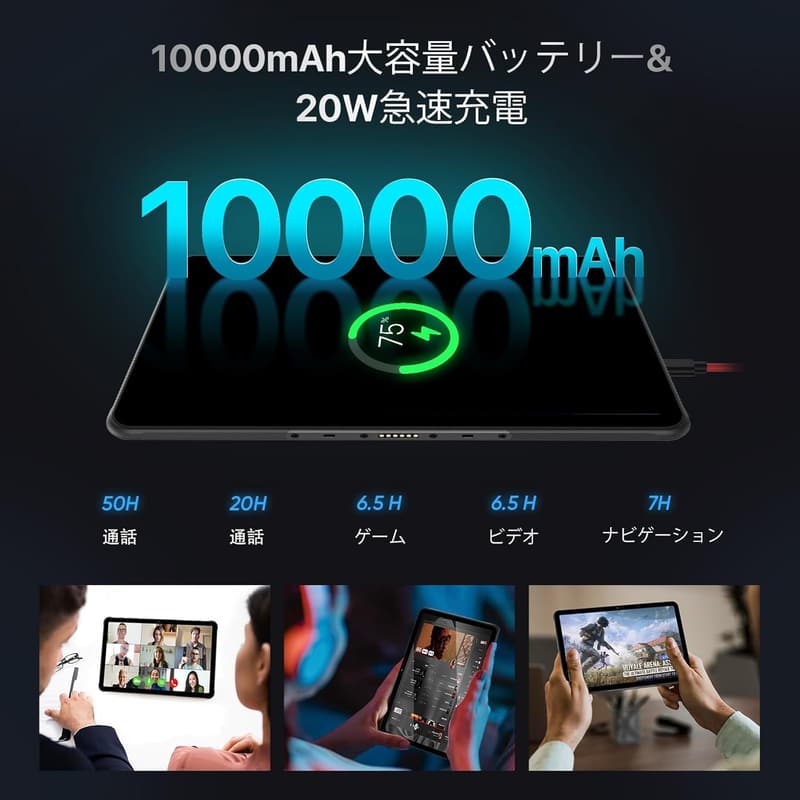 防水タフネスタブレット 11インチ SIMフリー Active T1 Tab - 10000mAh大容量バッテリー、2Kスクリーン、顔認証、お風呂用