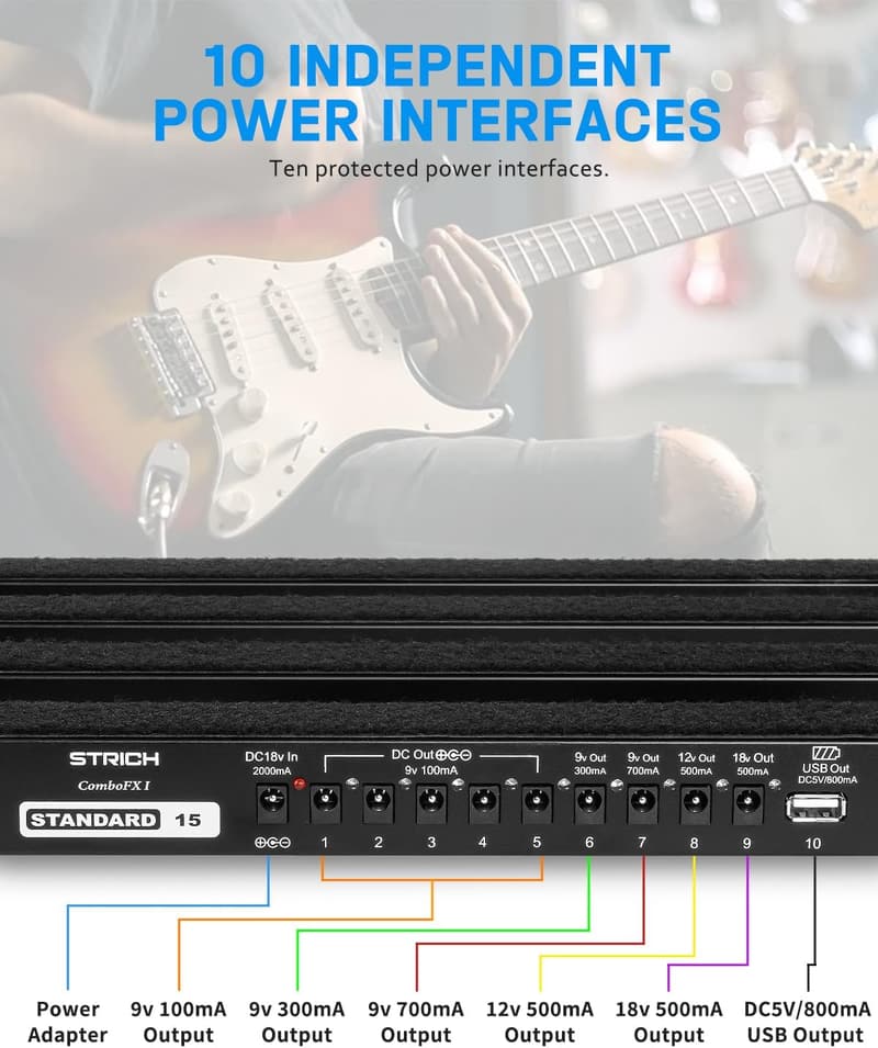 STRICH 軽量アルミ合金製エフェクターボード 38x28cm 電源内蔵 PB-S15