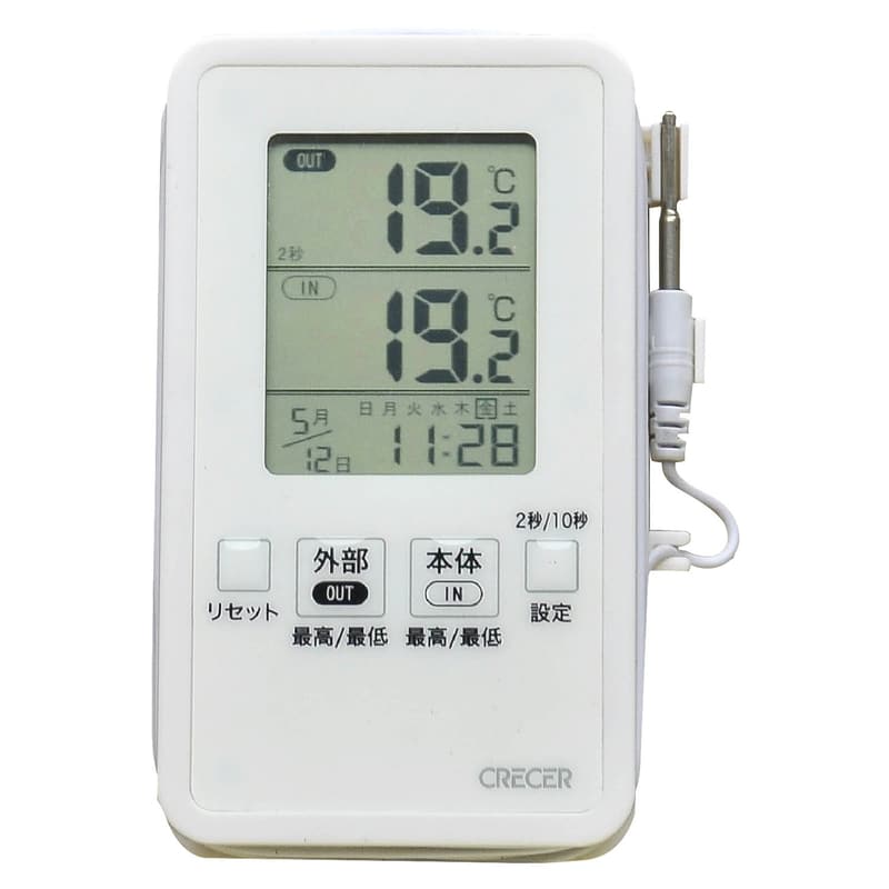 防滴型デジタル温度計 クレセル AP-09W
