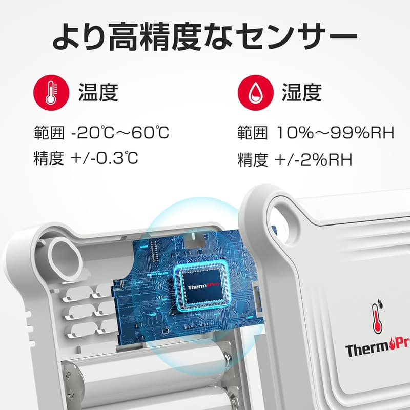 Bluetooth温湿度計 TP351 - デジタル無線式・高精度・スマホ管理対応・梅雨・熱中症対策用室内ミニサイズ