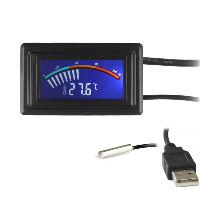 KEYNICE バックライト付きデジタル温度計 -50℃～+110℃ USB給電式
