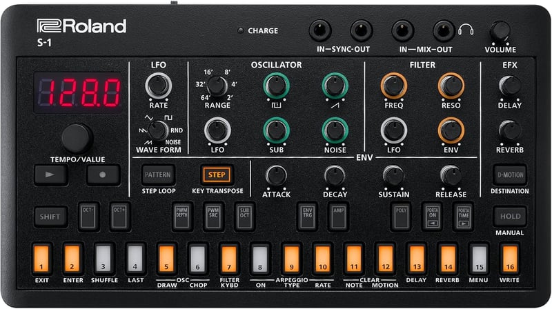 Roland S-1 ポータブルポリシンセシンセサイザー コンパクト作曲ステップシーケンサー