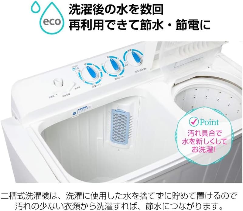 一人暮らし・二人暮らし向けコンパクト8kg二層式洗濯機 JW80KS01