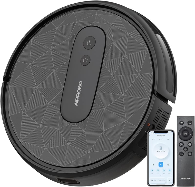 WiFi対応自動掃除機 - 2800Pa強力吸引・静音・リモコン操作・自動充電・ブラック