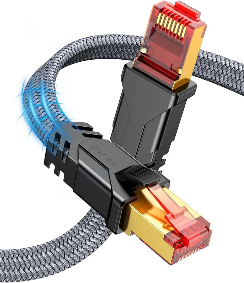 超高速LANケーブル CAT8 2M フラットタイプ 40Gbps/2000MHz RJ45 ツメ折れ防止 パソコン・ゲーム機対応