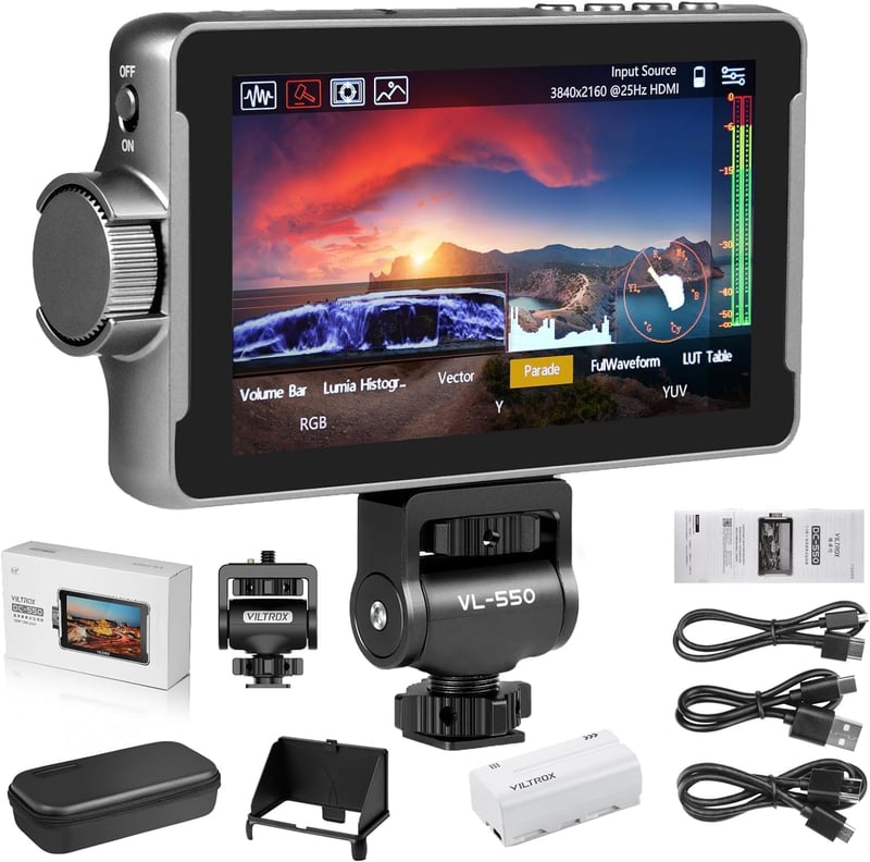 VILTROX DC-550PRO 5.5インチ タッチスクリーン 4K HDMI フィールドモニター 1920x1080 IPS 1200CD/M²
