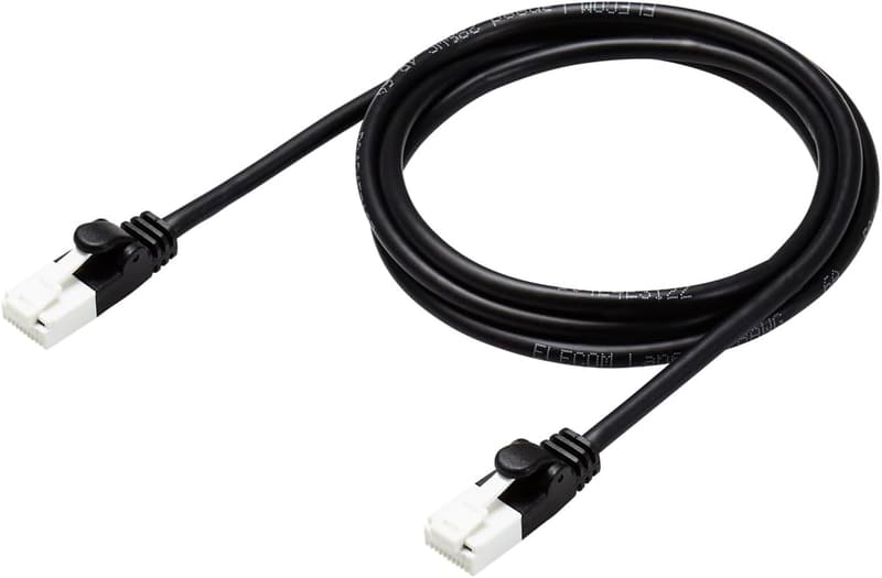 爪折れ防止コネクタ付きエレコム CAT6A LANケーブル 1m ブラック
