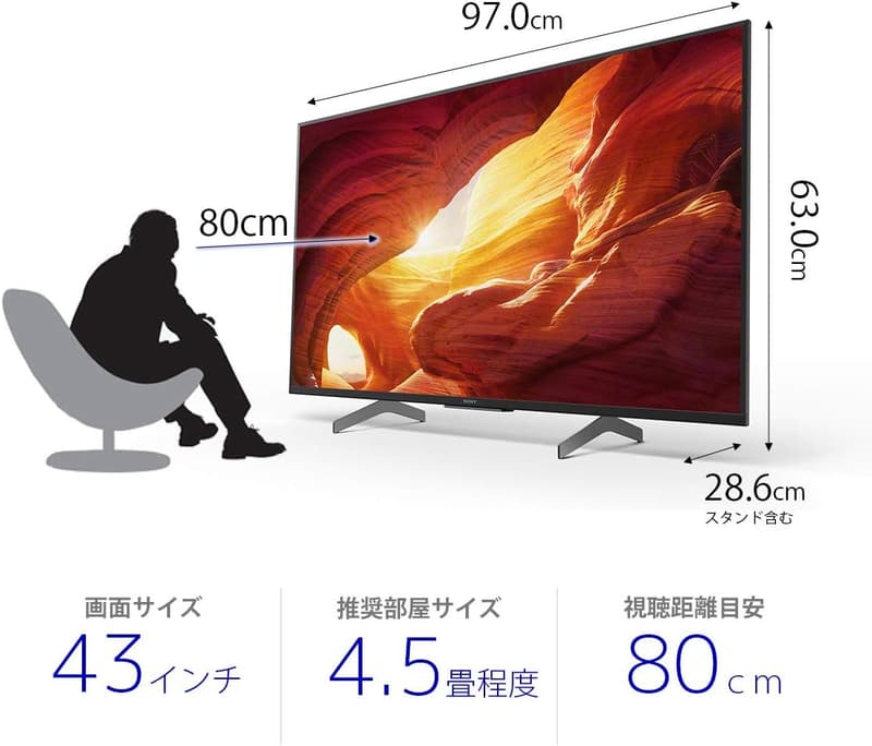 43V型 4K 液晶テレビ ブラビア KJ-43X8000H（2020年モデル）
