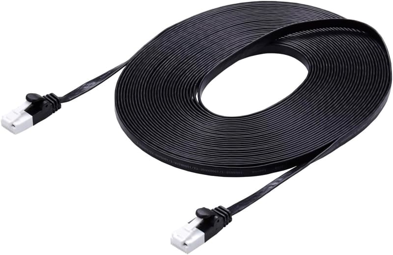 爪折れ防止コネクタ付きスーパーフラットLANケーブル CAT6A 10m ブラック