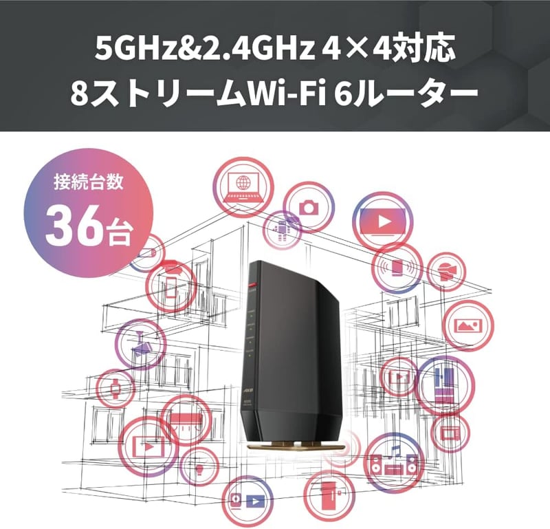 バッファロー Wi-Fi 6 ルーター AX6000 (4803+1147Mbps) 日本製【iPhone 15/14・Switch・PS5動作確認済】
