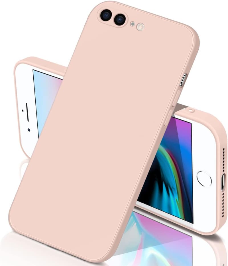 iPhone 8 Plus ケース シリコン 耐衝撃 超軽量 指紋防止 カバー (ピンク)