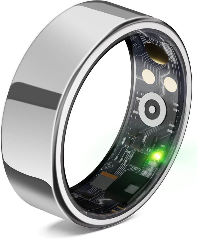 健康管理スマートリング【2024年新登場】男女兼用・IP68防水・多機能（シルバー, 7号）