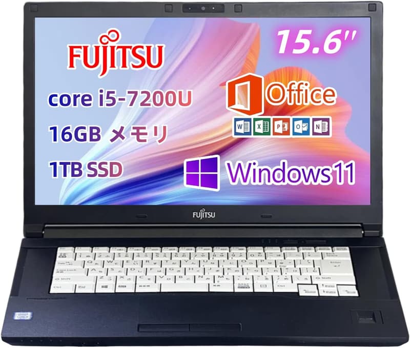 富士通 A577 ノートパソコン 第7世代 Core i5 15.6型 Windows11 MS Office2019搭載 メモリ16GB SSD1TB