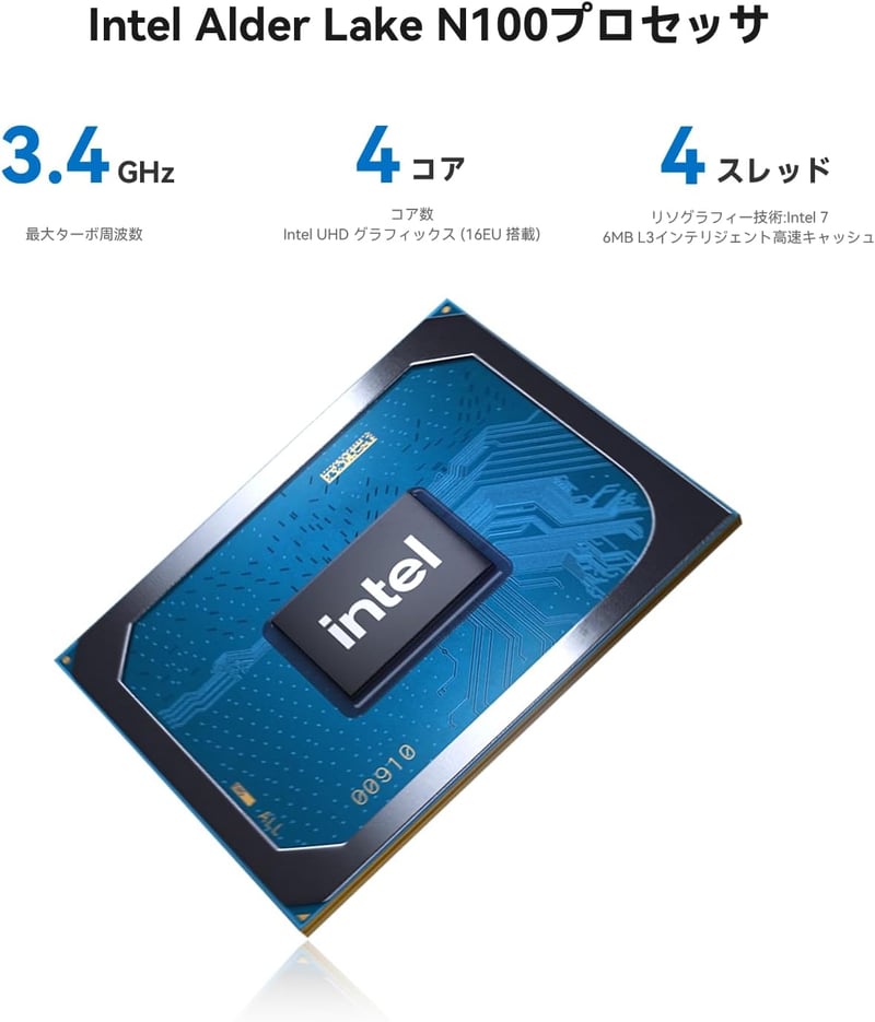 2025年モデル インテル Alder Lake-N N100搭載 16GB/500GB 小型静音ミニPC 4K出力対応