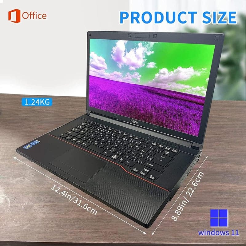整備済み 富士通ノートパソコン A553 シルバー 15.6型 Office 2019/Win 11 Pro/メモリー8GB/SSD256GB
