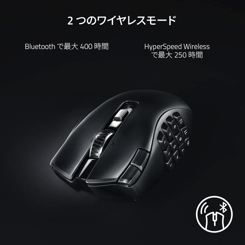 Razer Naga V2 HyperSpeed ワイヤレスゲーミングマウス 19ボタン プログラム可能 30Kセンサー 【日本正規代理店保証】
