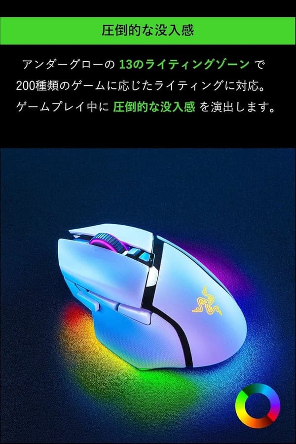 Razer Basilisk V3 Pro White ゲーミングマウス ワイヤレス Bluetooth 30,000DPI【日本正規代理店保証】
