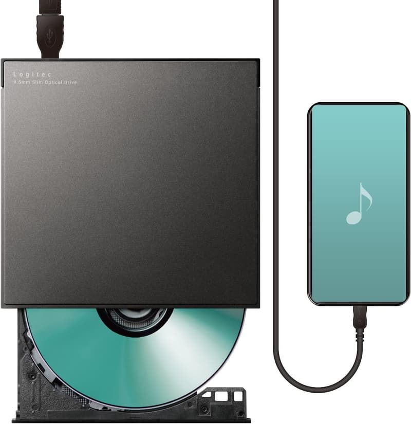 スマホ対応 ポータブルCDレコーダー 有線 ブラック LDR-LSM8WURDBK