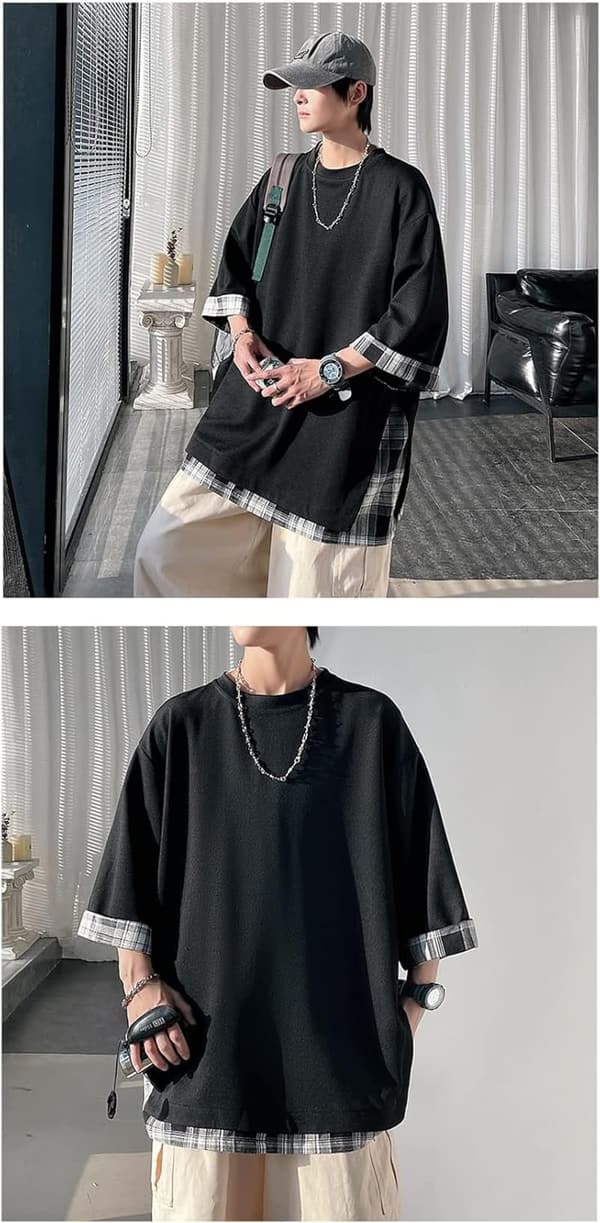 夏のメンズカジュアルTシャツ・大きいサイズ・軽くて快適なシンプルデザイン