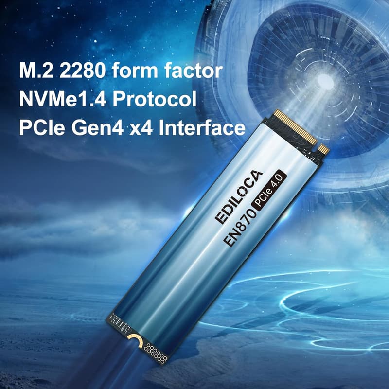 Ediloca EN870 1TB PCIe 4.0 NVMe M.2 SSD - PS5動作確認済み、最大読込7450MB/s、最大書き6600MB/s、5年保証