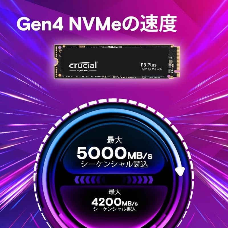 クルーシャル P3plus 1TB NVMe M.2 SSD 最大5000MB/秒 国内正規代理店品
