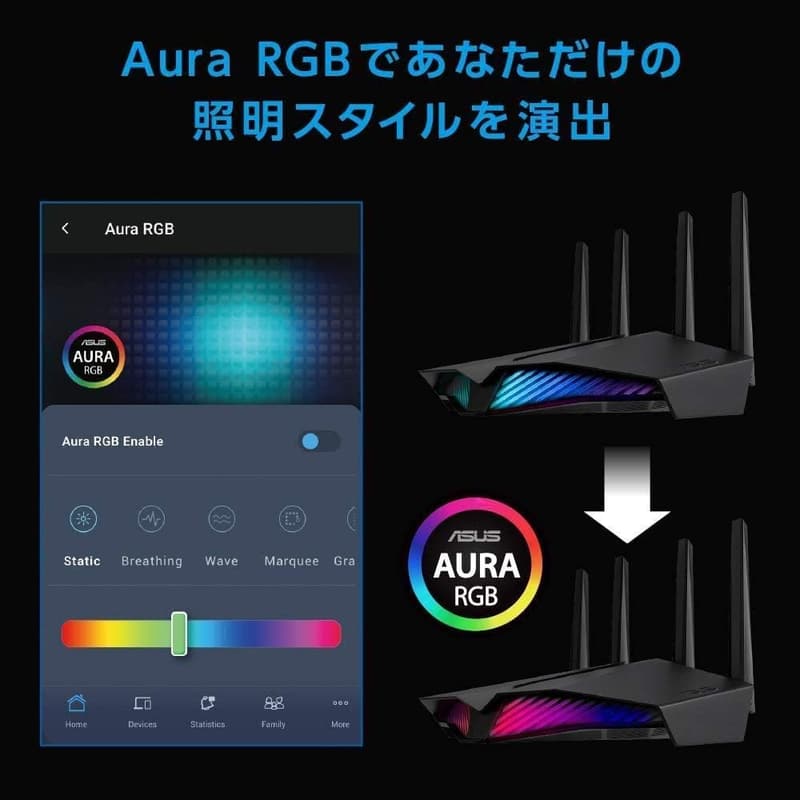 ゲーミングWiFi6ルーター ASUS RT-AX82U メッシュ機能搭載 4804+574Mbps 3階建/4LDK対応
