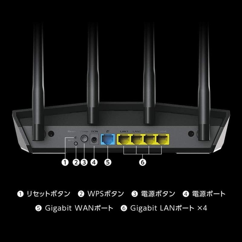 WiFi6対応デュアルバンド無線ルーター RT-AX55/B メッシュ機能付 3階建/4LDK対応